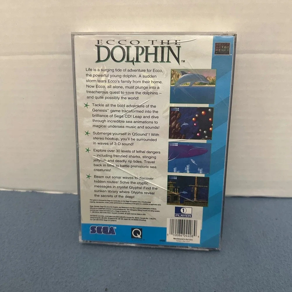 Ecco the Dolphin Sega CD 1993 Retro Video Game CIB with Manual 4408 READ